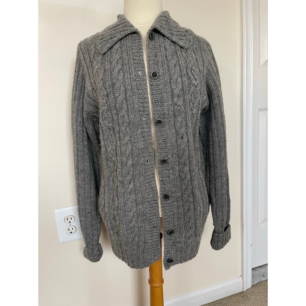 J.Crew 100% Wool Cable Knit Cardigan – Gray size L